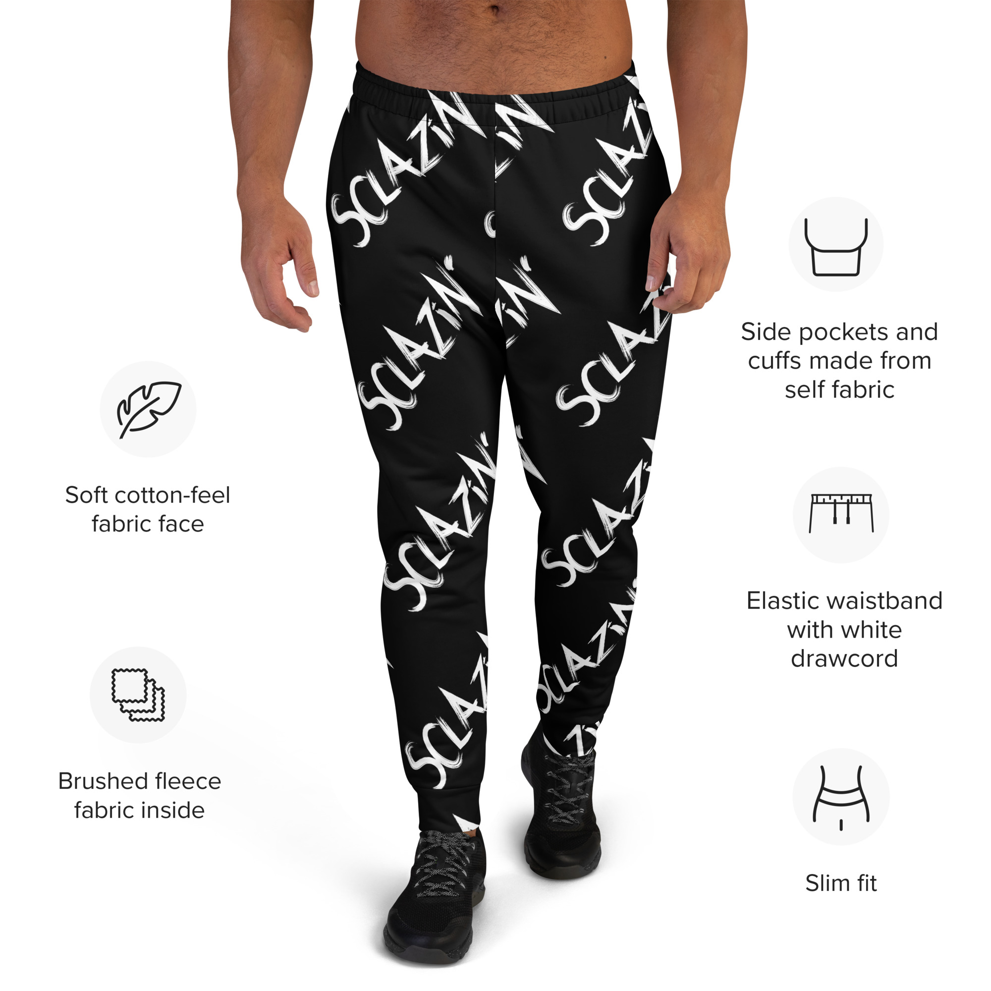 Sclazin' Logo Men's Joggers - Black - Image 2
